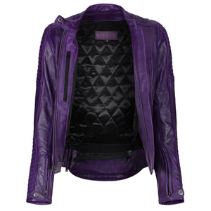 Valerie Purple Leather Jacket - MotoGirl Ltd