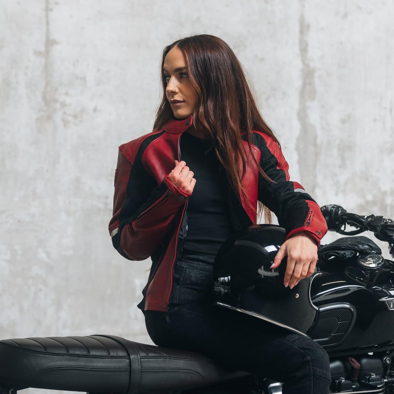 Klage Omsorg Tutor Fiona Red Leather Jacket – Motobull